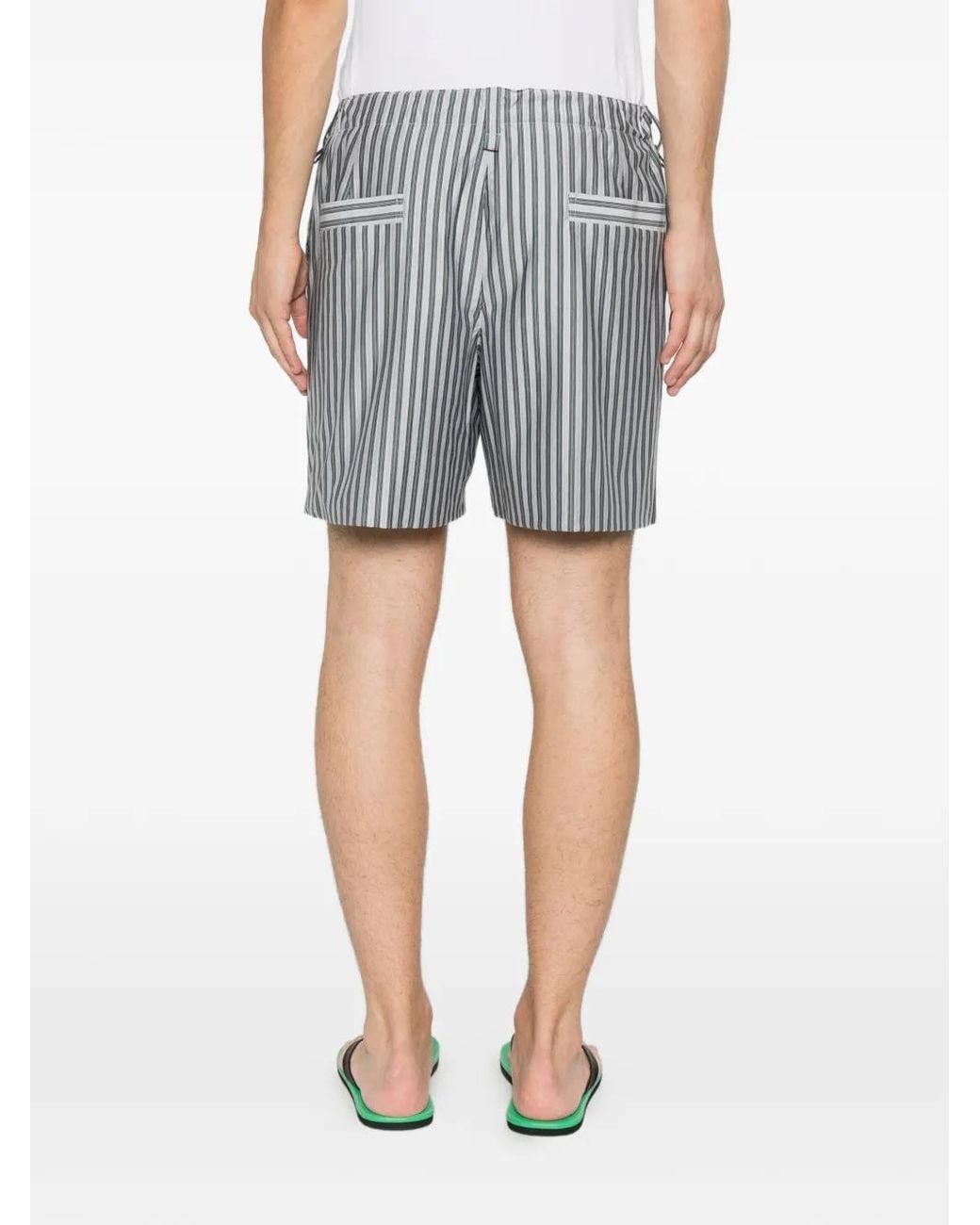 Homme Plissé Issey Miyake Gray Striped Jersey Shorts for men