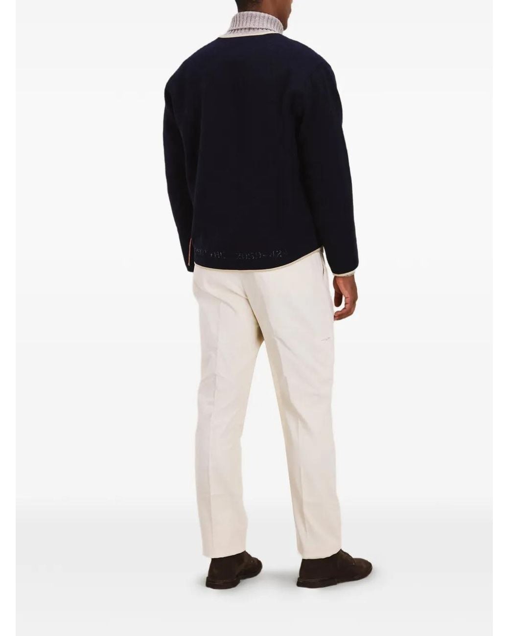 Fortela Blue Trim Zip Wool Jacket for men