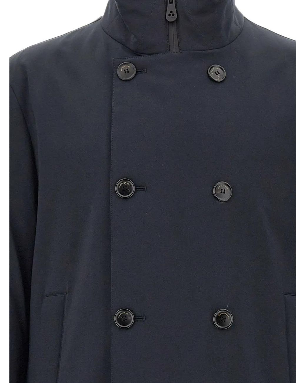 Peuterey Blue Manteau Militao Tj À Boutonnière Croisée for men