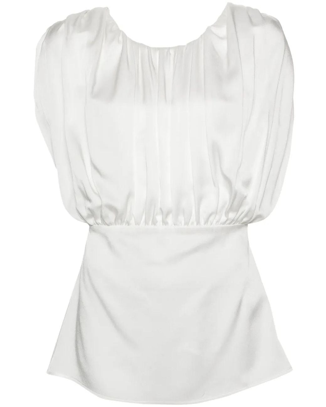Jil Sander White Top Fruncido Top