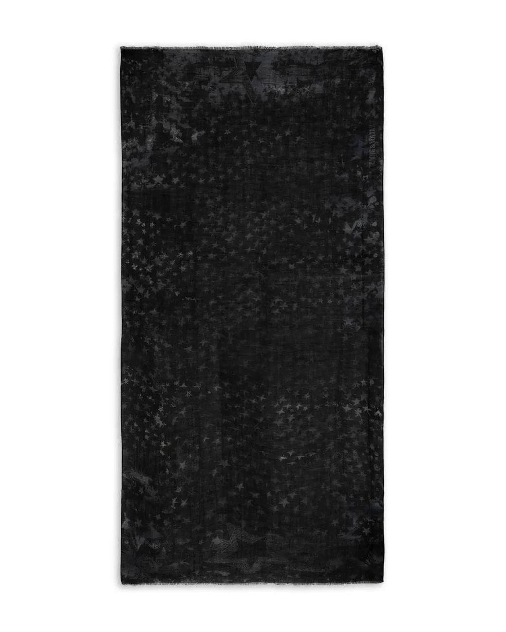 Zadig & Voltaire Black Star-Print Wool Scarf