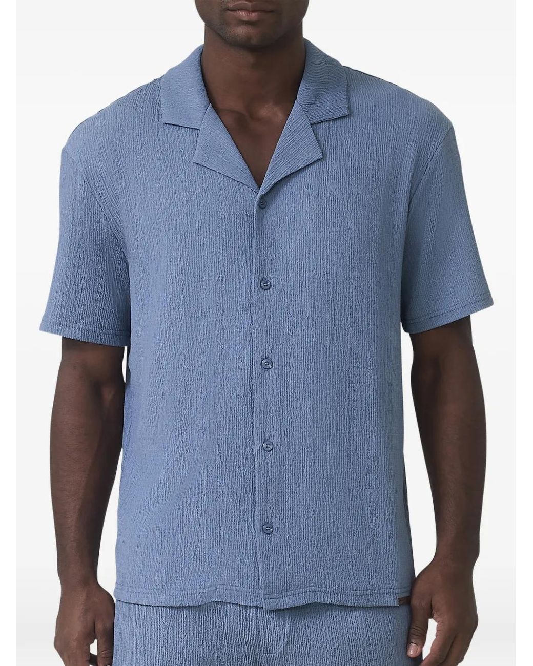 Mauvais Blue Eivissa Textured Short-Sleeve Shirt for men