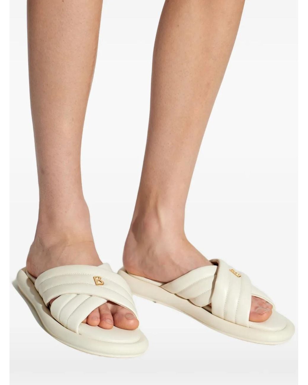 Bogner White Portofino Criss-Cross Slides