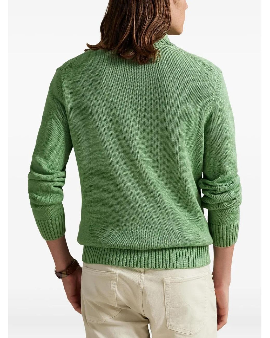 Polo Ralph Lauren Green Half-Zip Cotton Sweater for men