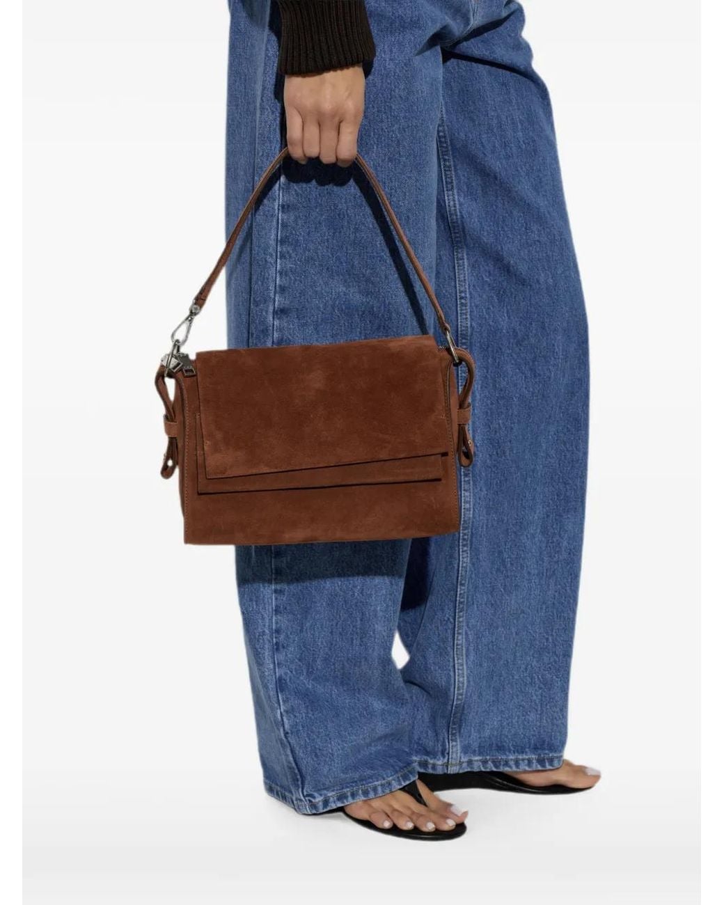 IRO Brown Camera Loop Suede Tote Bag