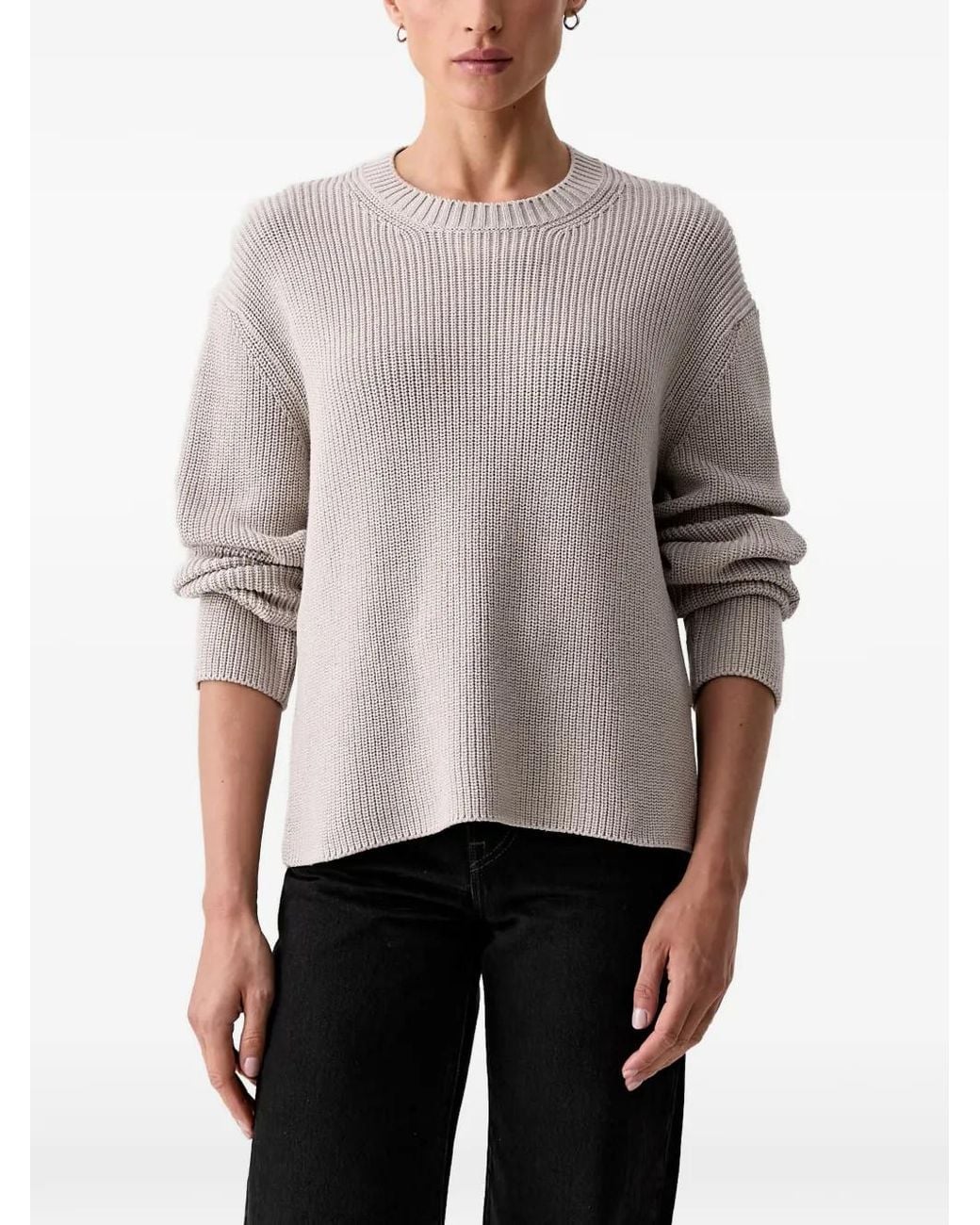Marc O' Polo Gray Ribbed-Knit Crew-Neck Sweater