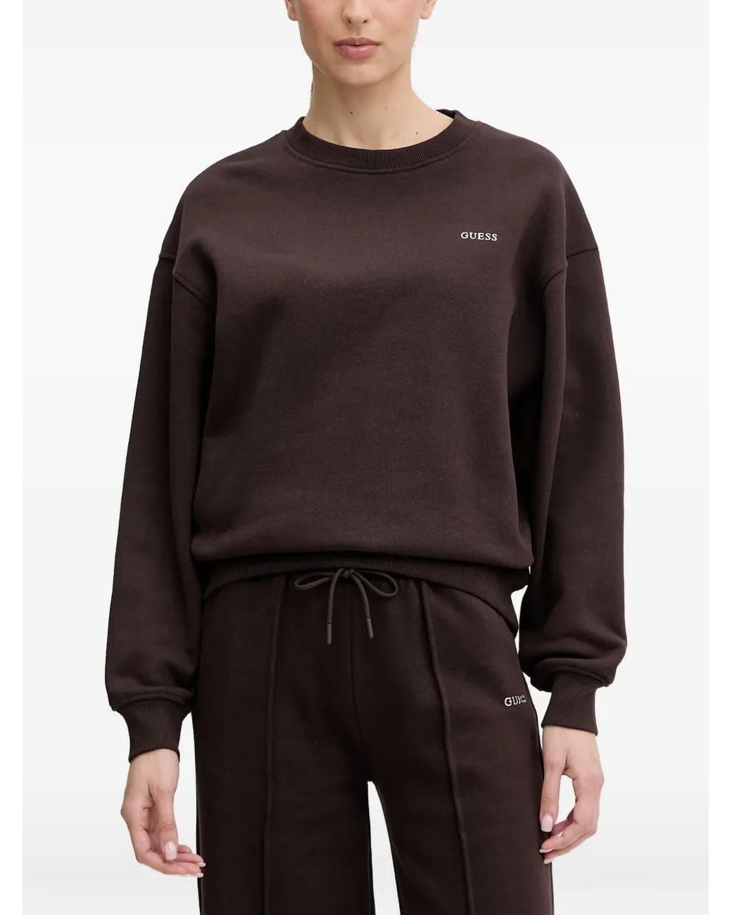 Guess Black Nat Logo-Print Drop-Shoulder Sweatshirt