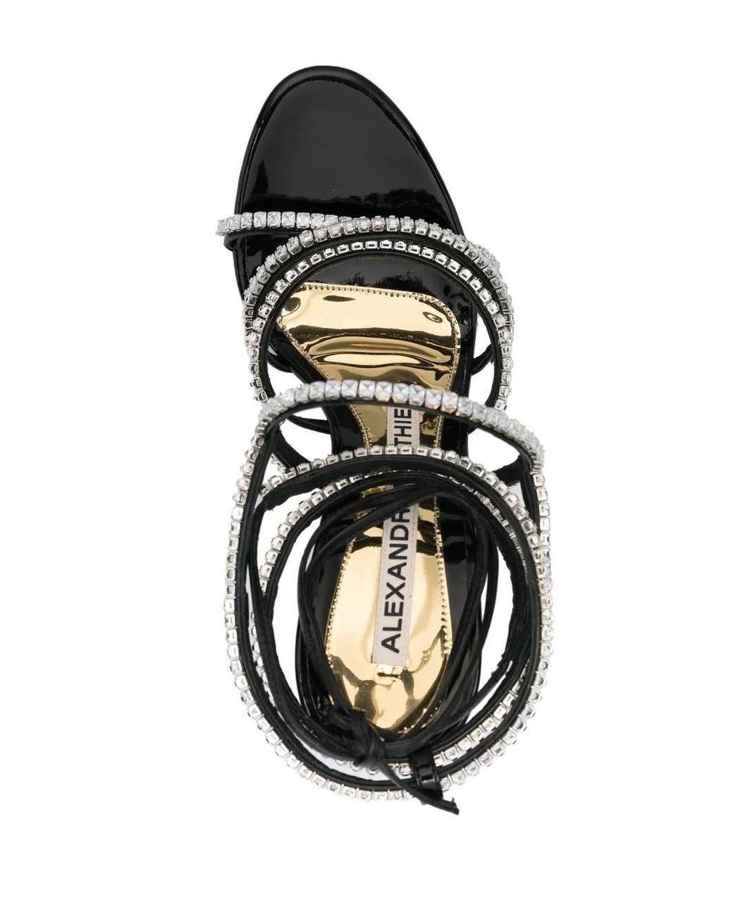 Alexandre Vauthier Black Crystal-Embellished Strap Sandals