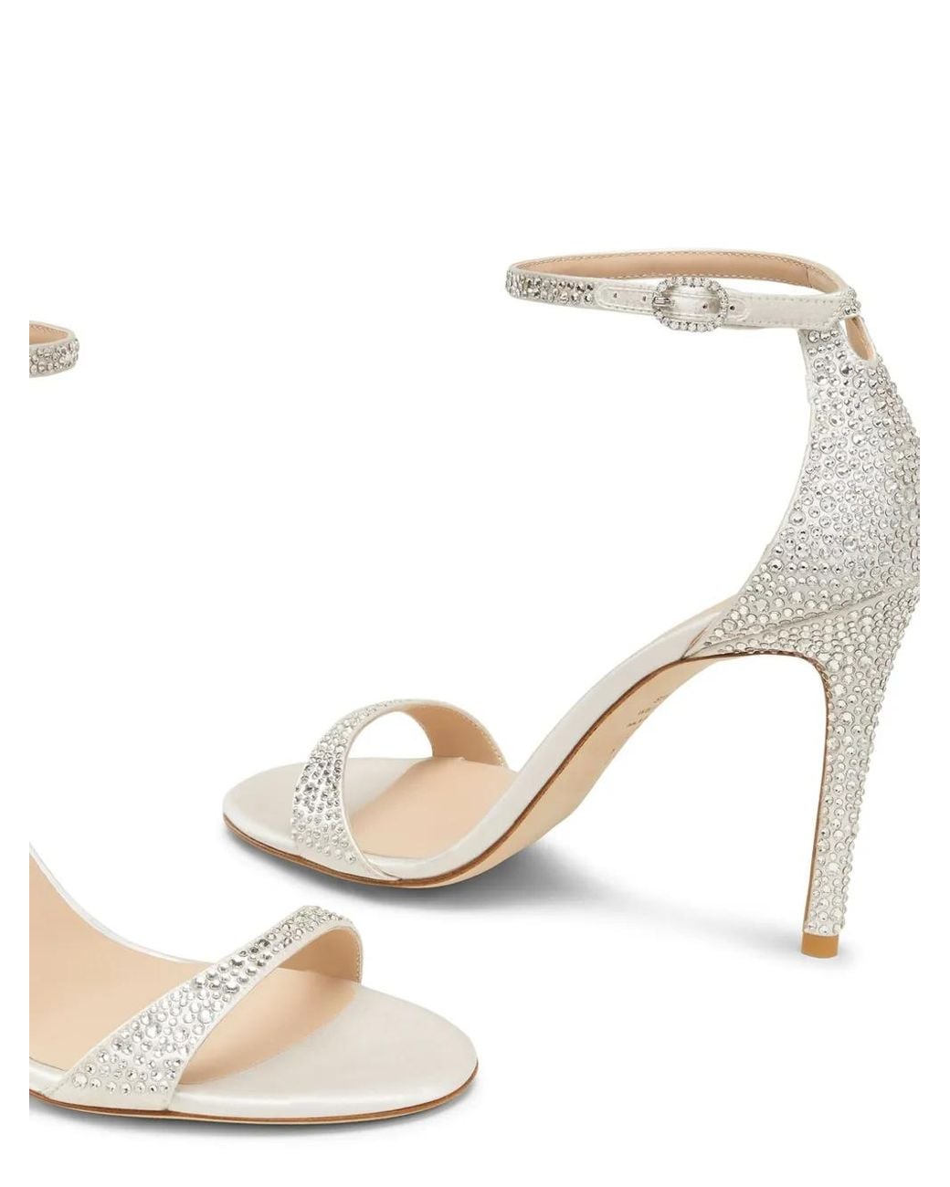 Stuart Weitzman White 100Mm Nudist Shine Sandals