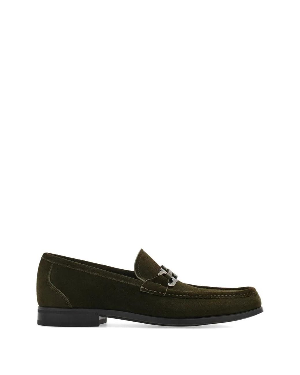 Ferragamo Black Gancini Ornament Moccasins for men