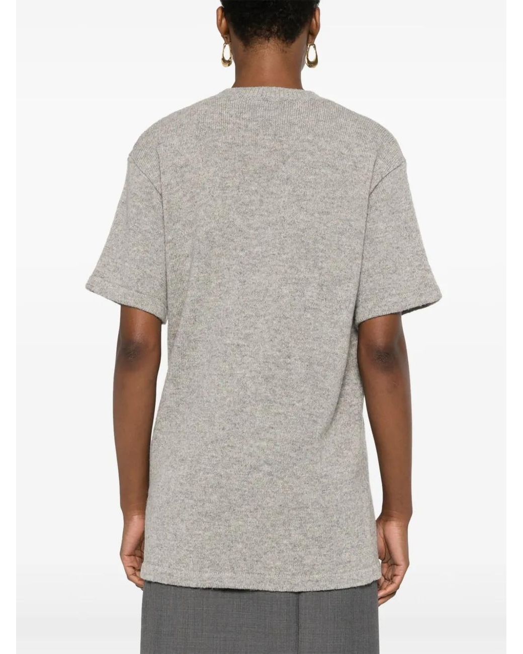 Moschino Gray Logo-Intarsia Knitted Top