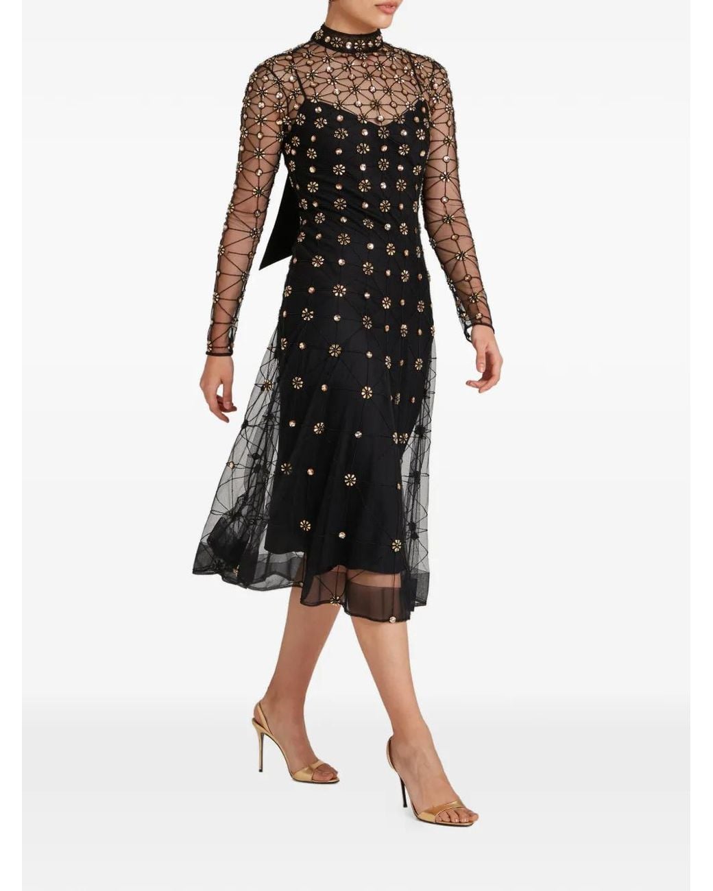 Temperley London Black Crystals-Embellished Midi Dress