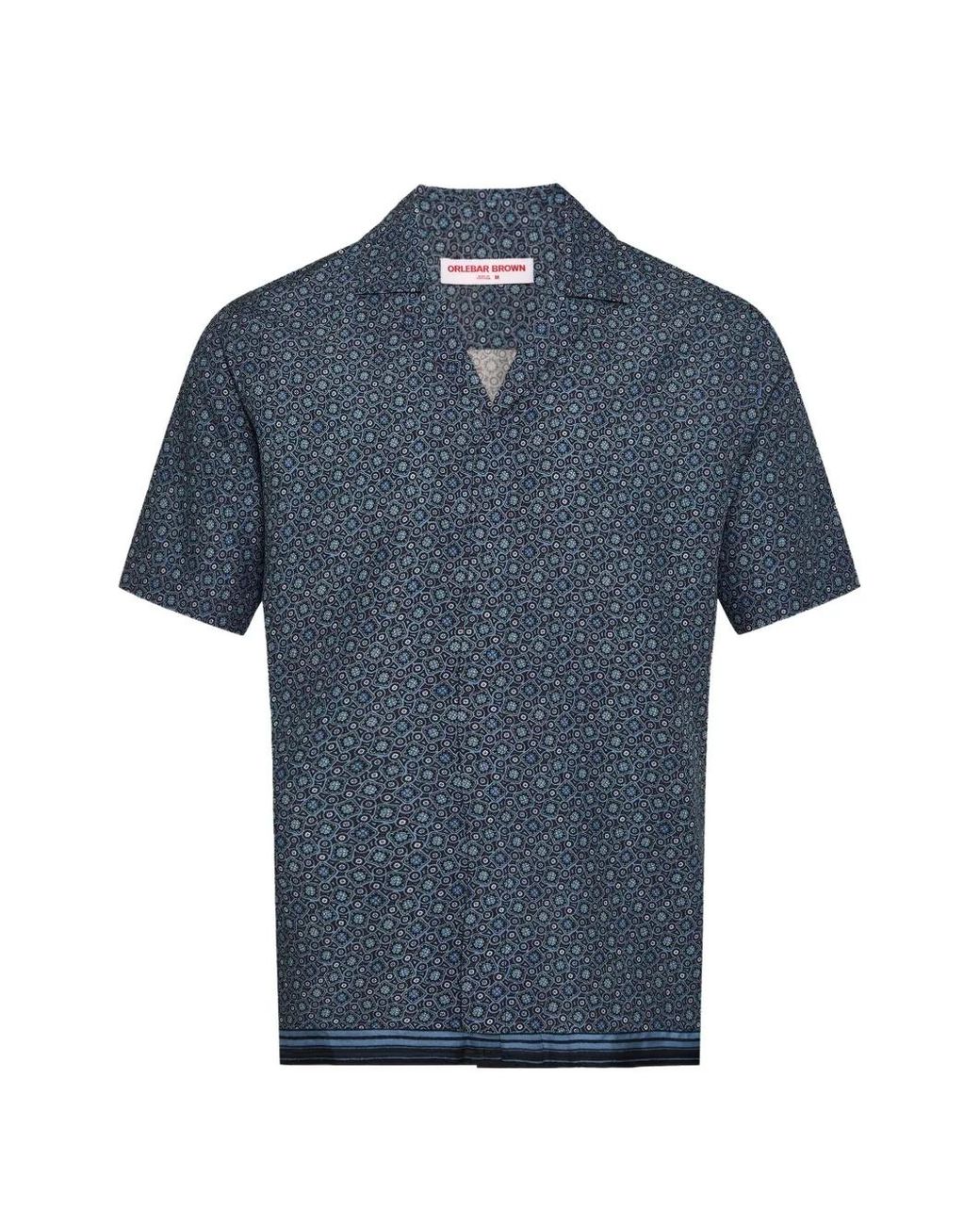 Orlebar Brown Blue Maitan Geometric-Print Shirt for men