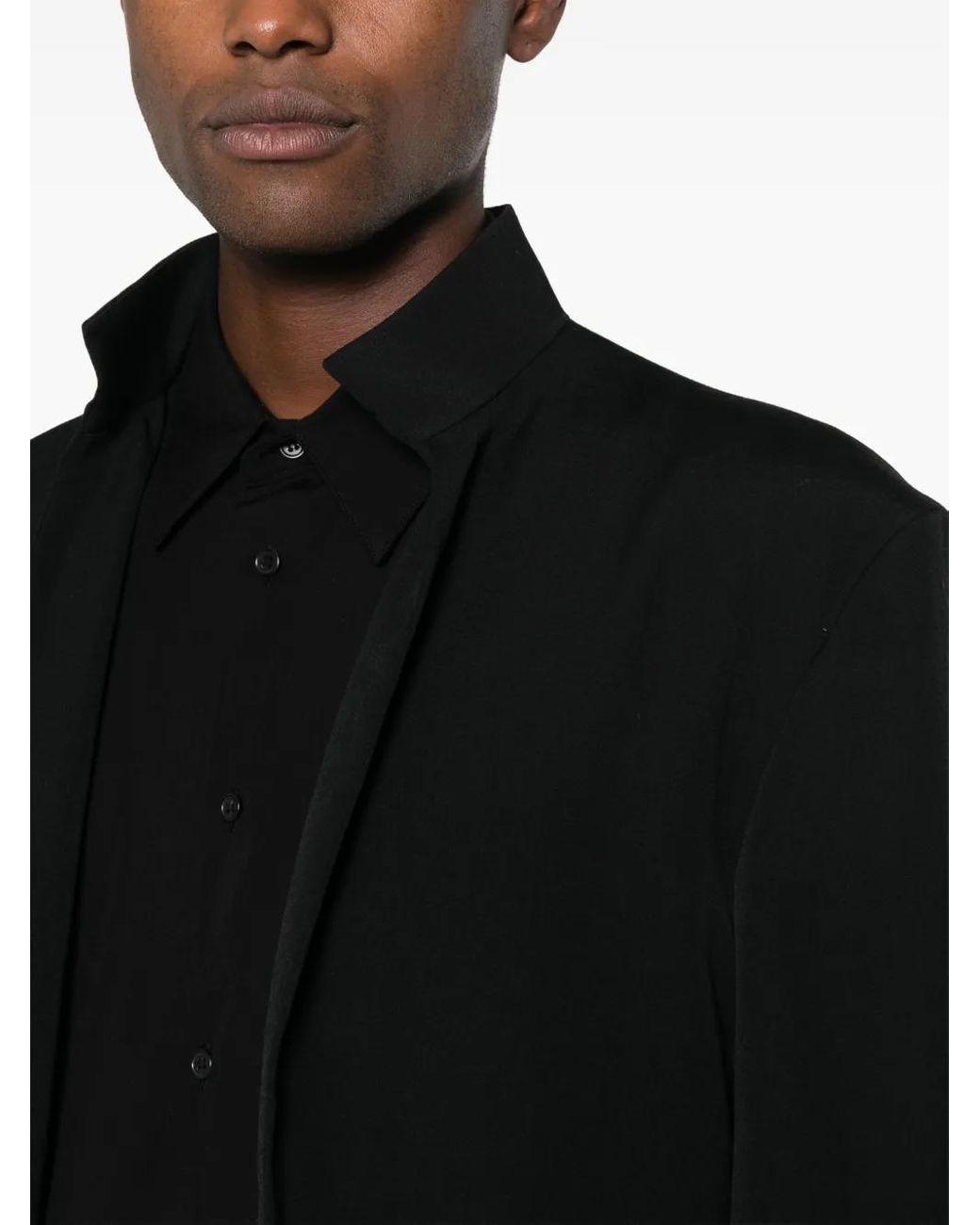 Yohji Yamamoto Black Asymmetric Wool Tailcoat for men