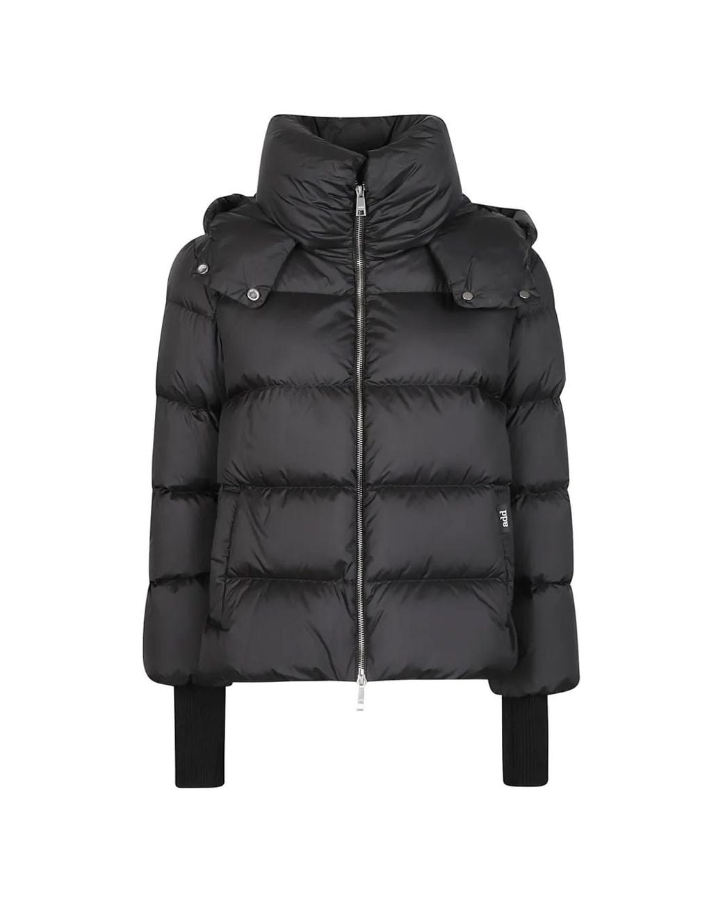 Add Black Hooded Single-Breasted Coat