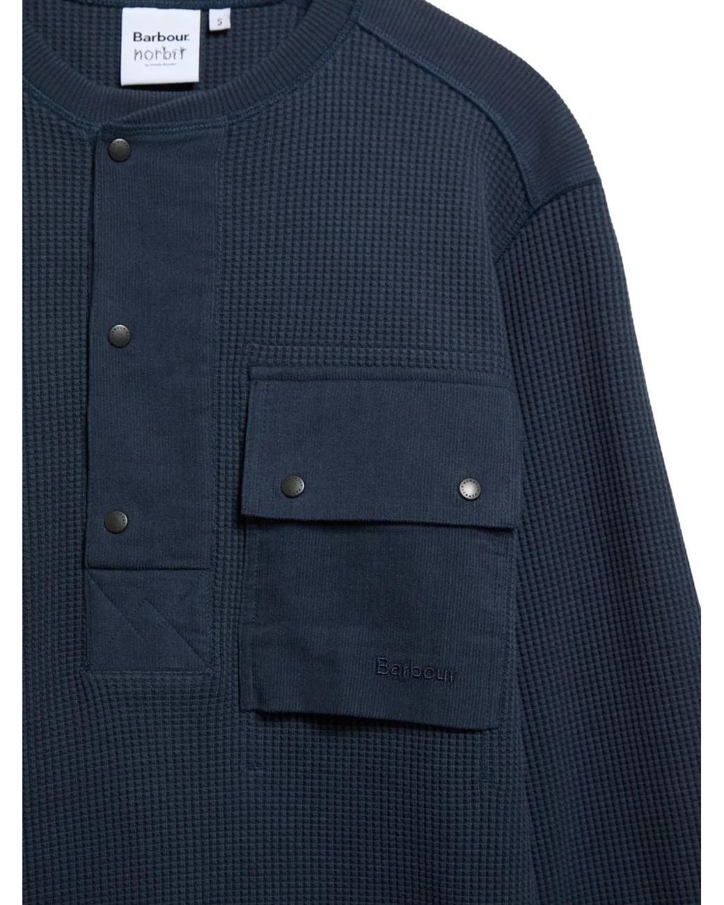 Barbour Blue Waffle-Knit Chest-Pocket Polo Shirt for men