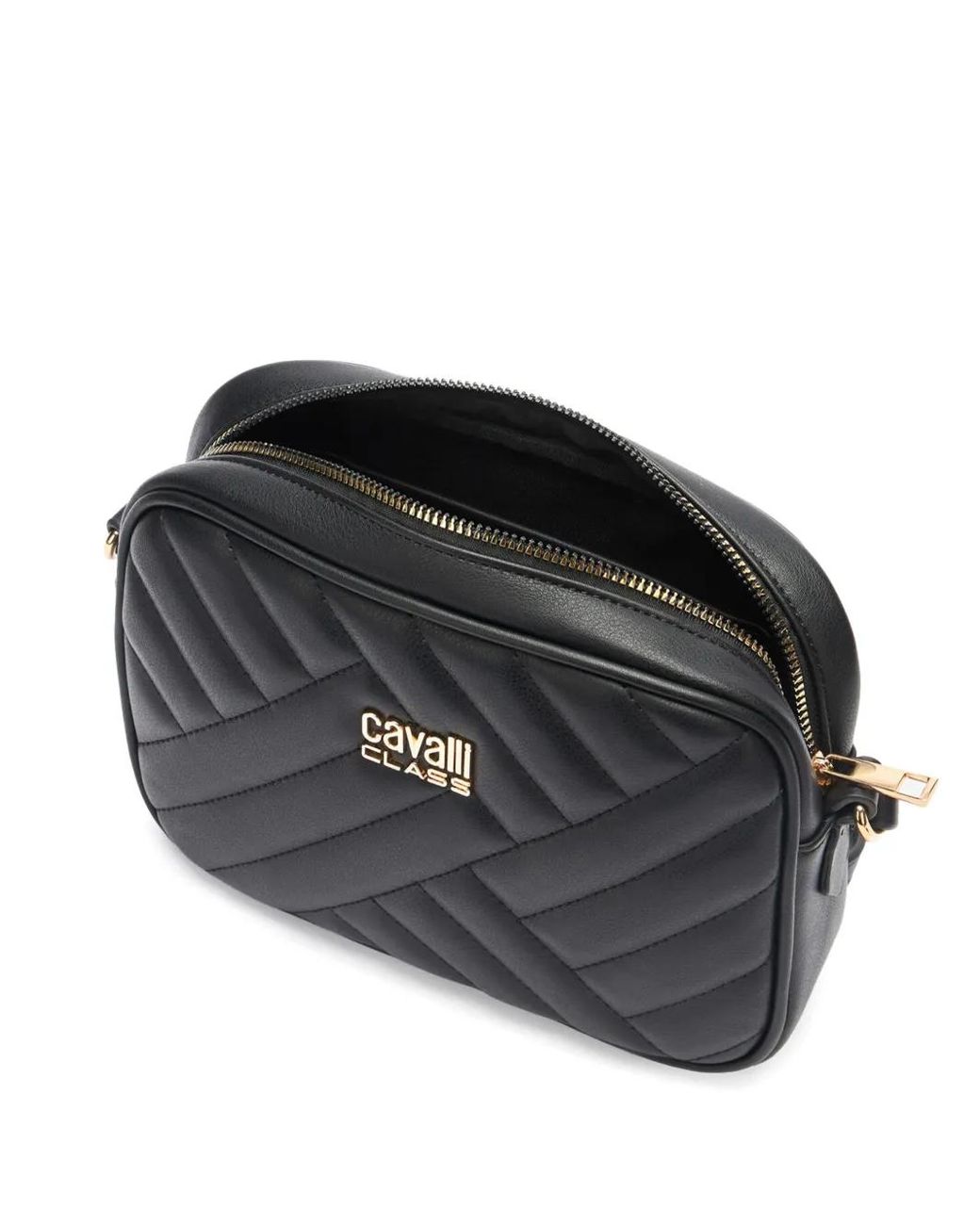 Roberto Cavalli White Quilted Logo Shoulder Bag