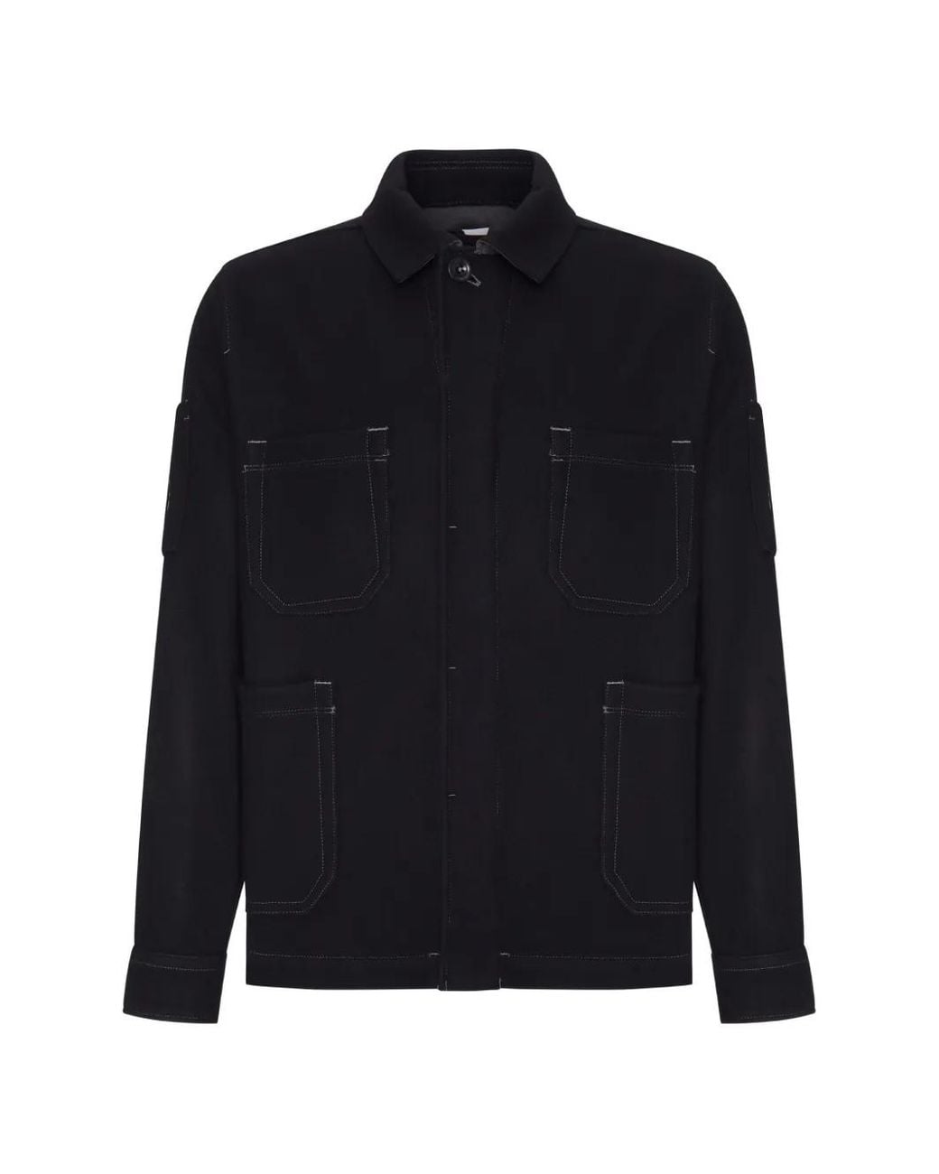 C P Company Blue Felted Wool Lens Field Overshirt for men