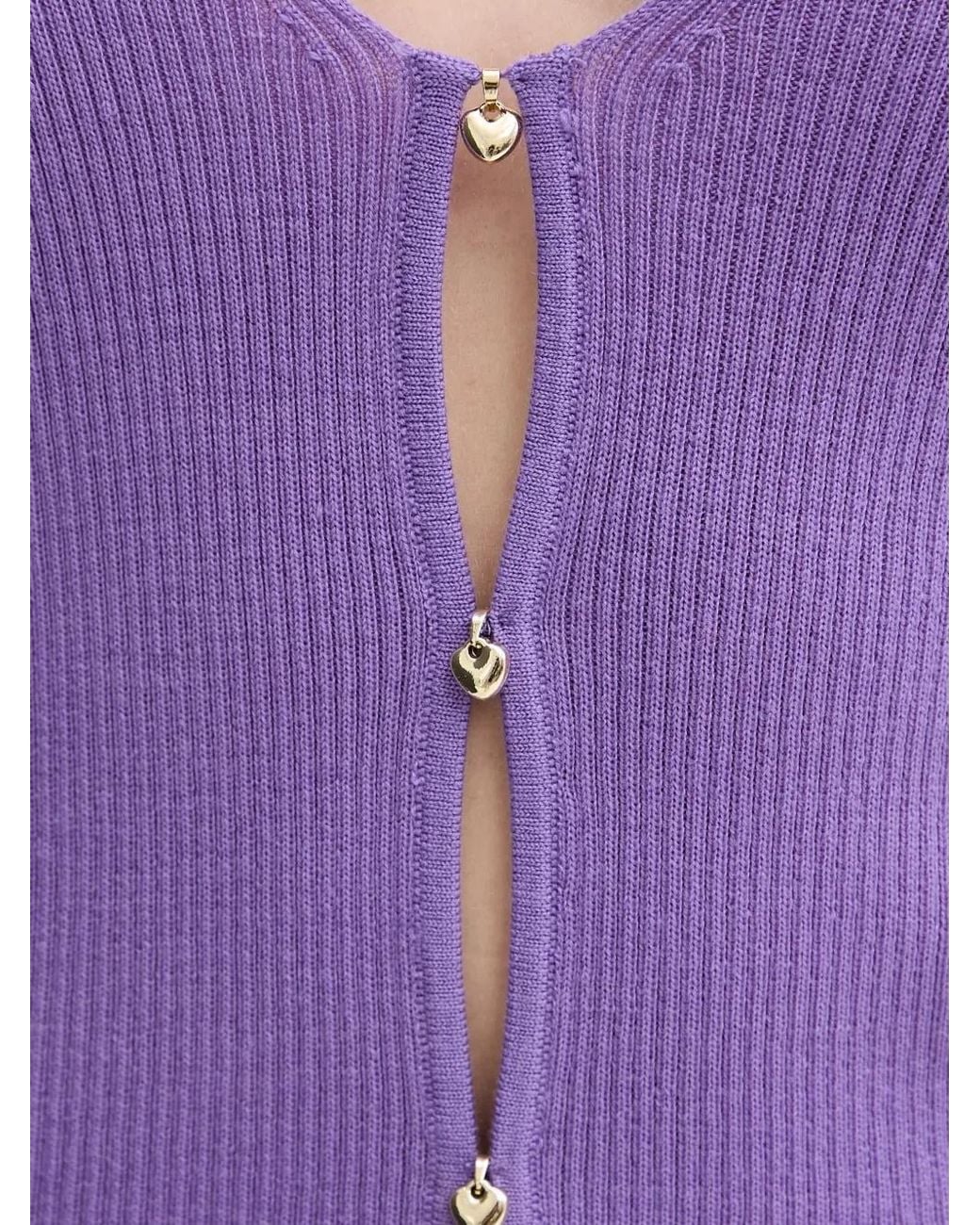From Future Purple Cut-Out V-Neck Top