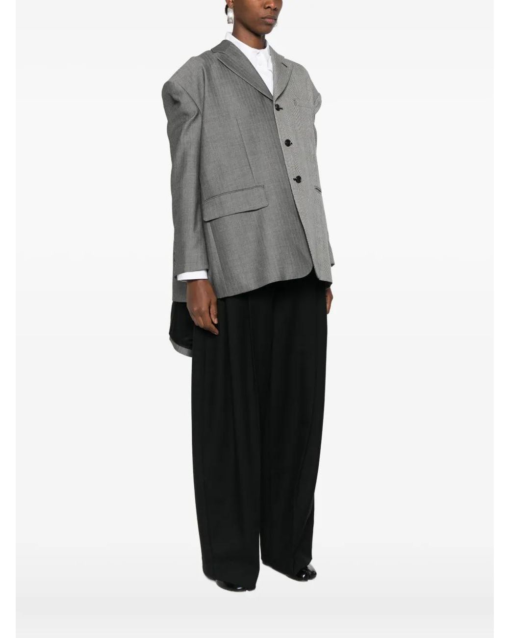 Comme des Garçons Gray Plaid-Pattern Blazer
