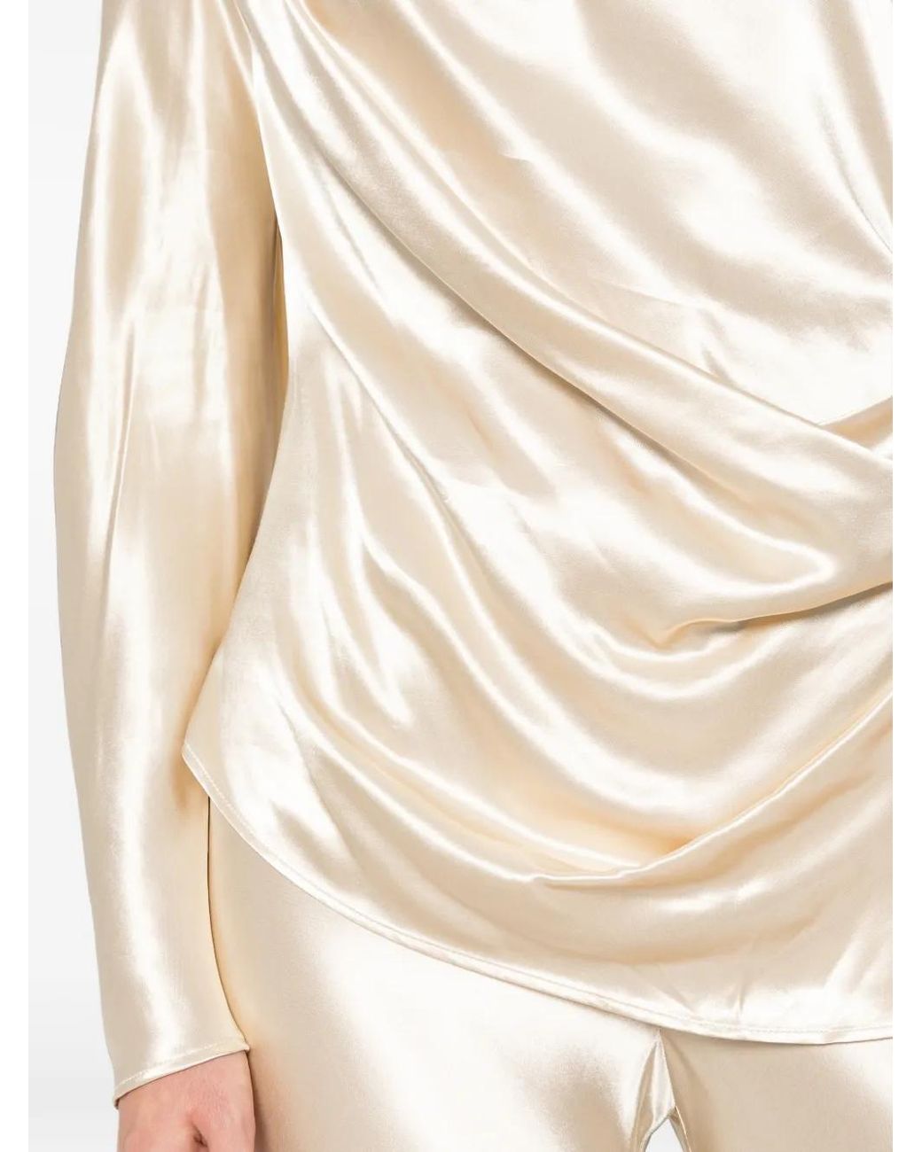 Erika Cavallini Semi Couture White Asymmetric Draped Blouse
