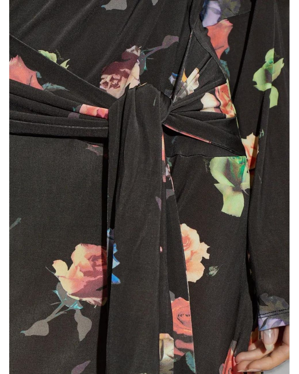 Ganni Black Floral Motif Mini Dress