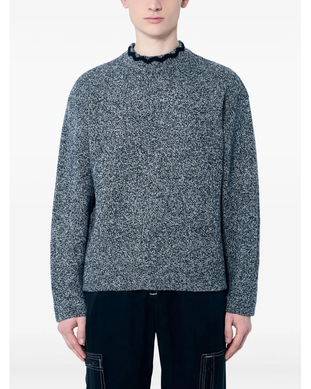 Nomarythm Textile Blue Speckled Crew-Neck Sweater for men