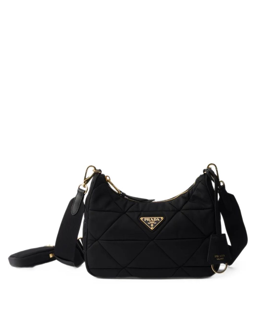 Prada Black Sac Porté Épaule Matelassé En Nylon Recyclé