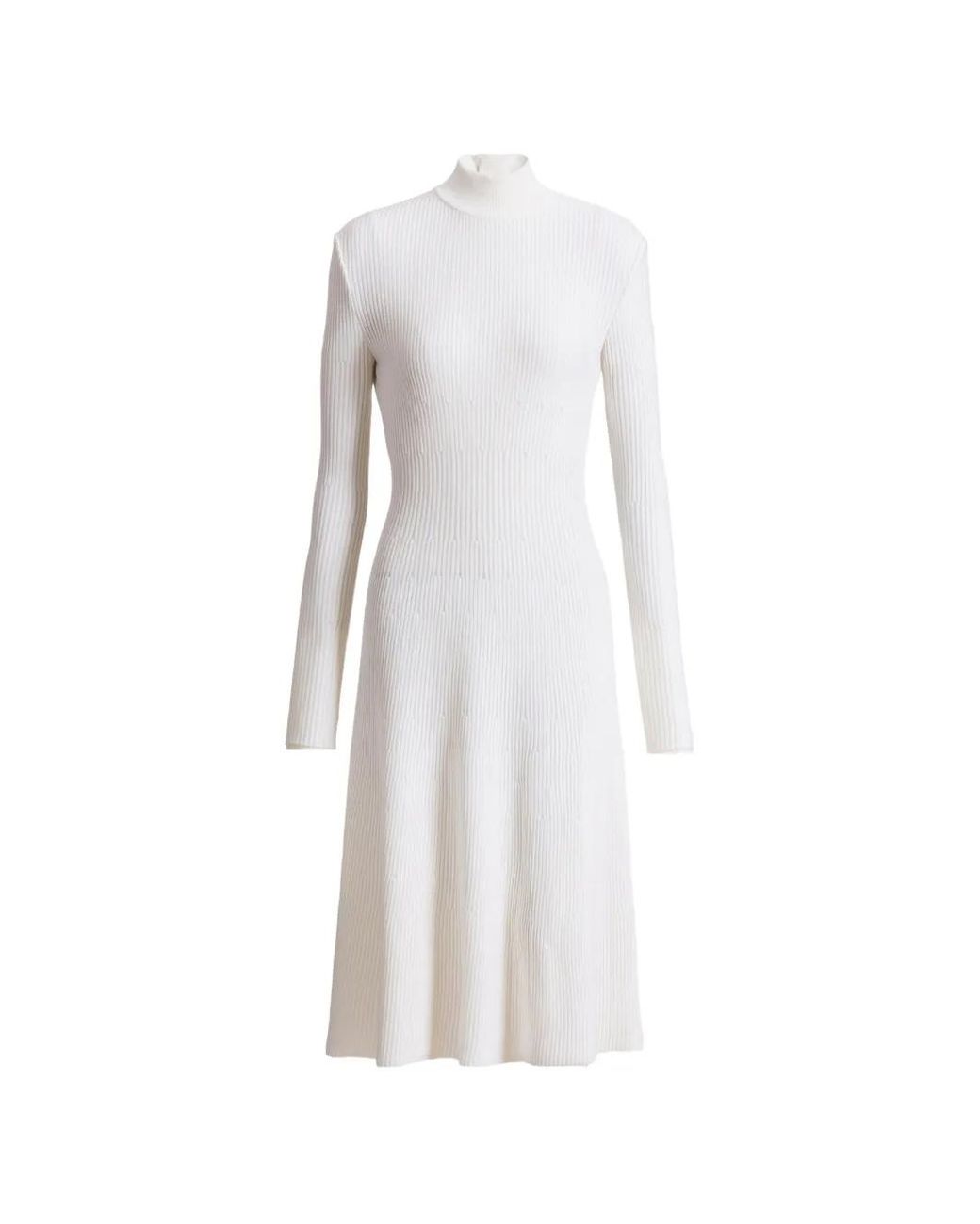 Balmain White Long Ribbed Knit Dress
