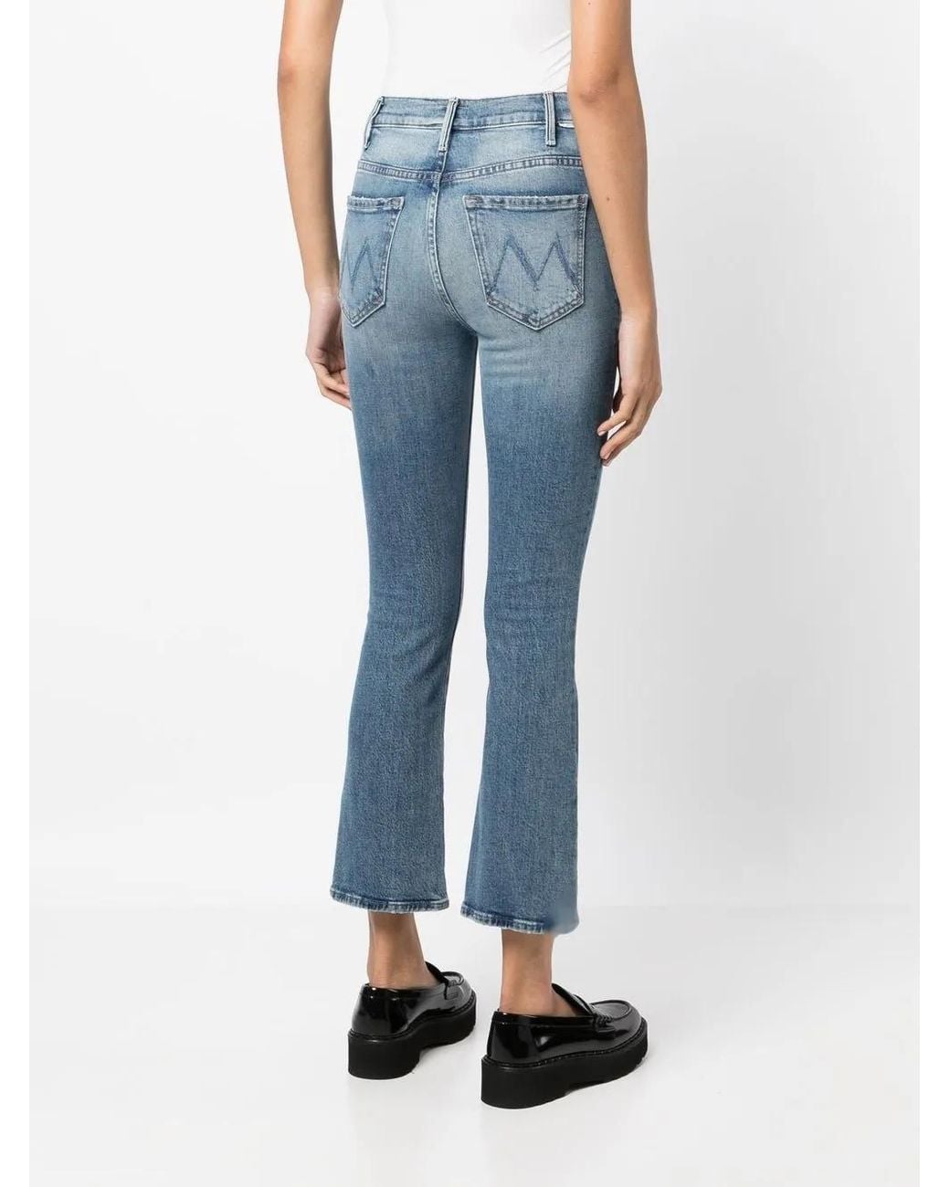 Mother Blue Cropped High-Rise Jeans
