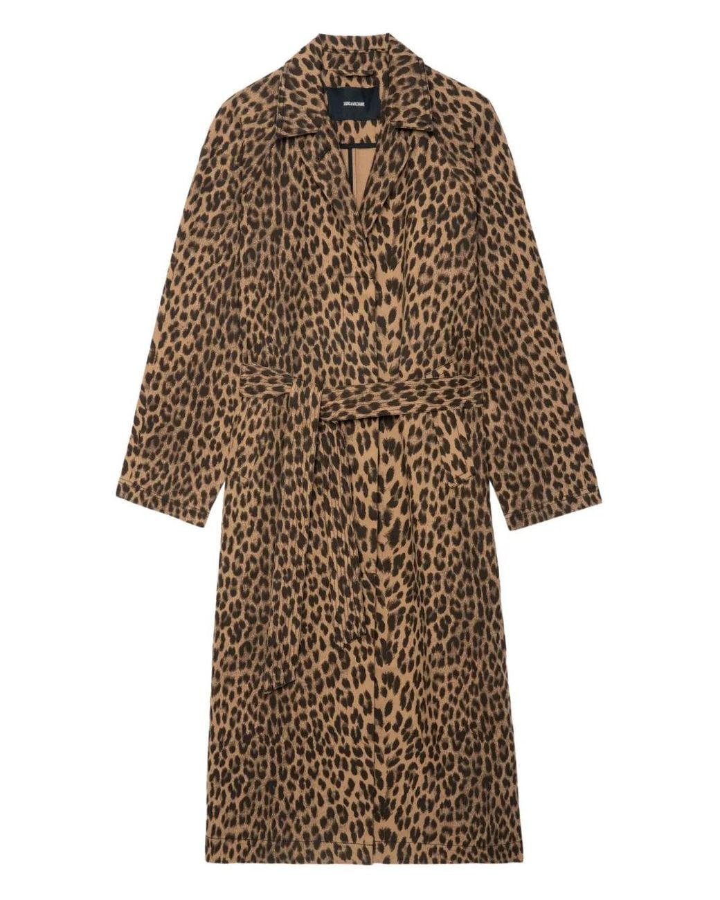 Zadig & Voltaire Natural Leopard-Print Belted Coat