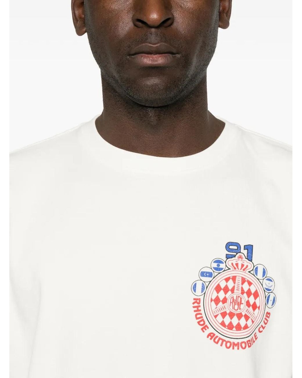 Rhude White Graphic-Print T-Shirt for men