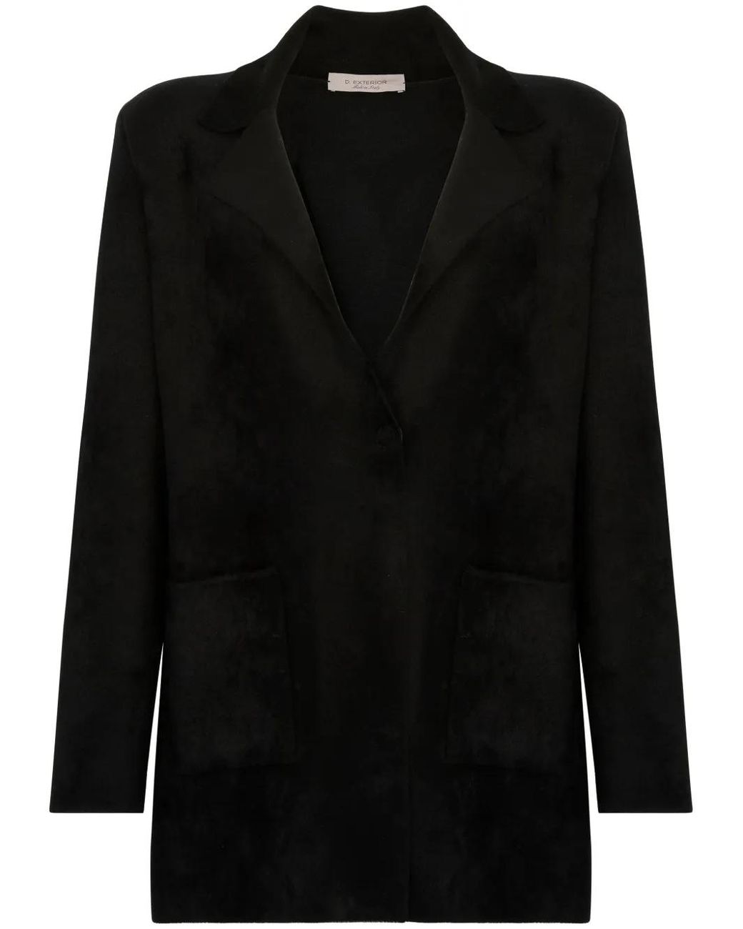 D.exterior Black Single-Breasted Blazer