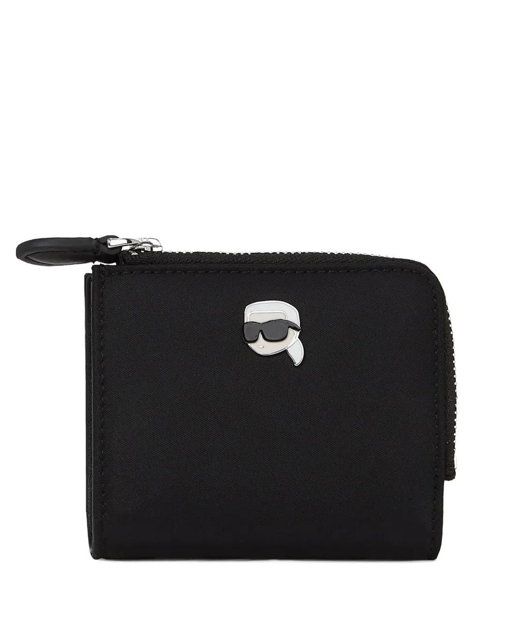 Karl Lagerfeld Black Ikon Pin Zip Wallet
