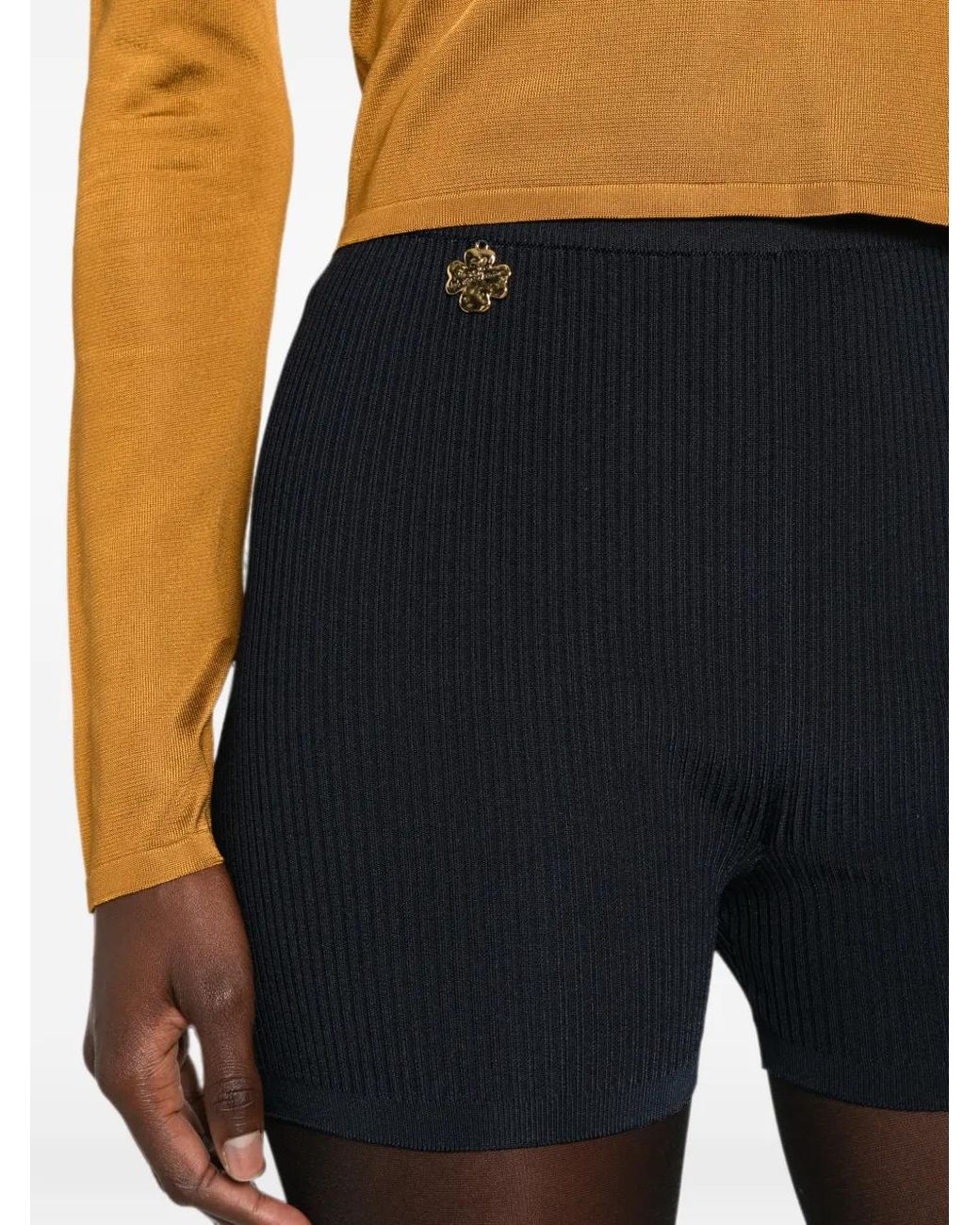 Saint Laurent Black Rib-Knit Cycling Shorts