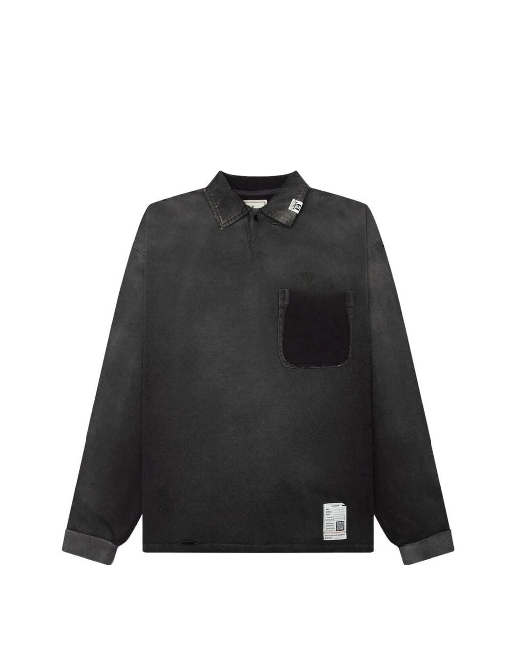 Maison Mihara Yasuhiro Black Sun Faded L/S Polo Shirt for men