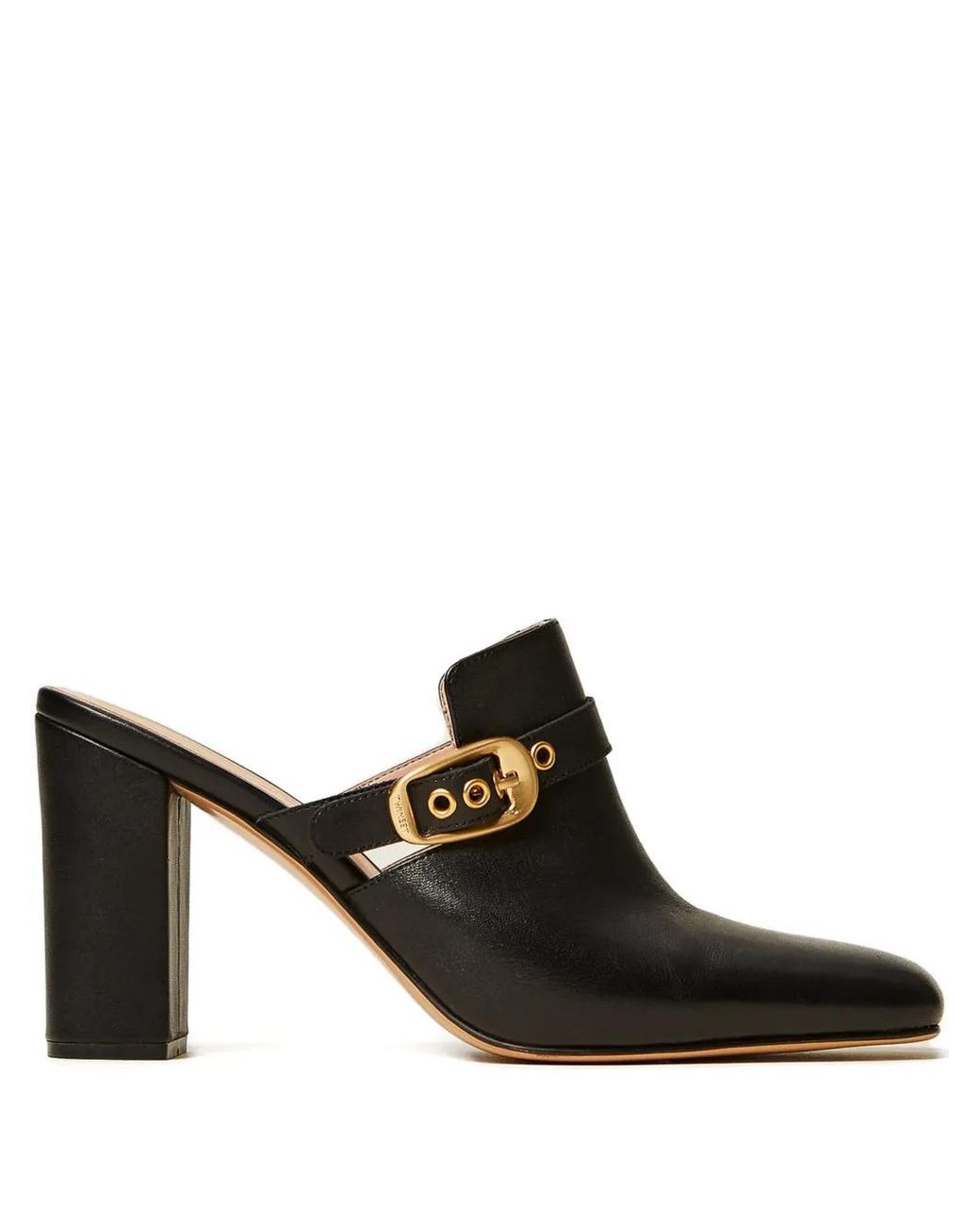 Twinset Black Buckle Leather Mules