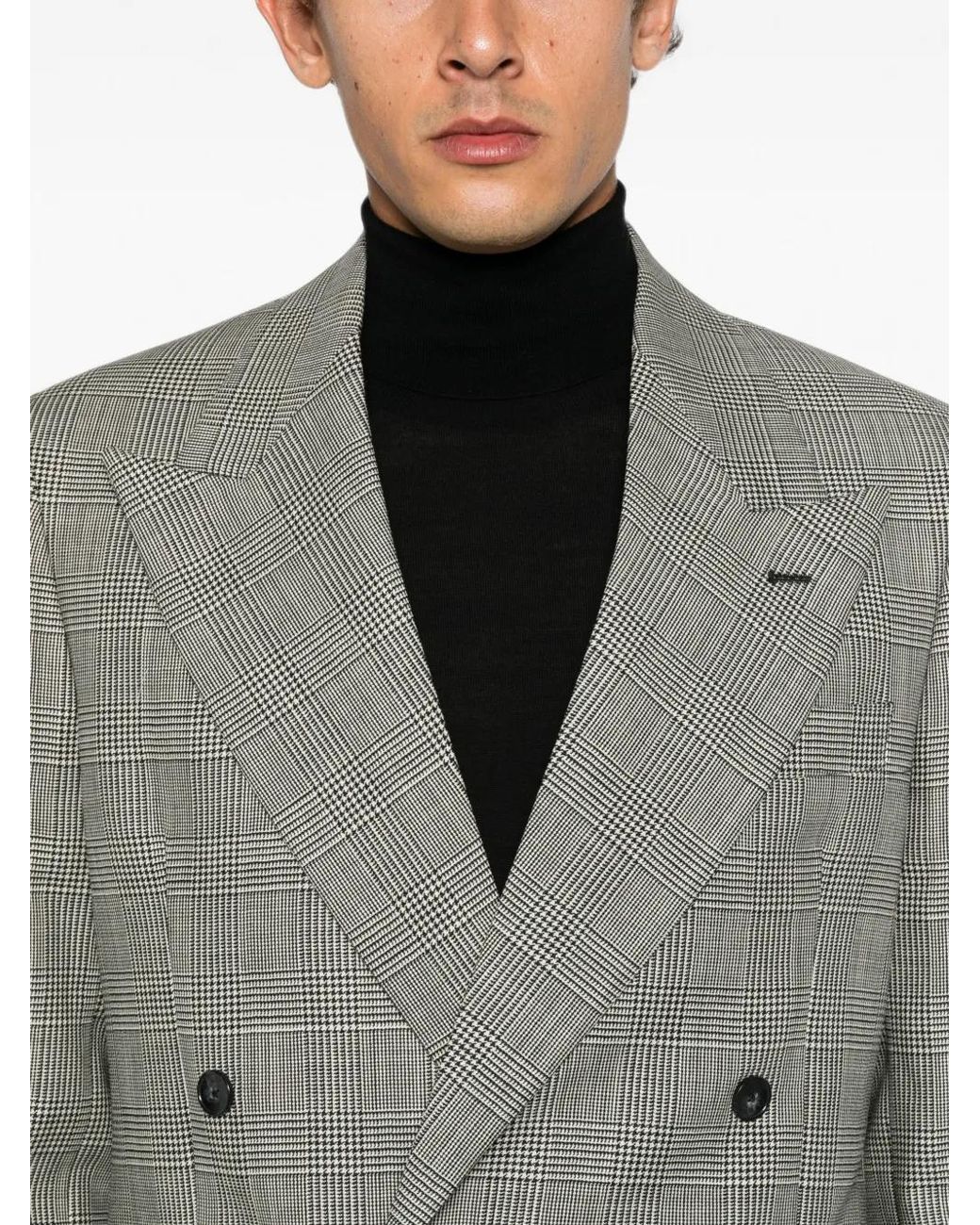 época Gray Prince Of Wales Check Double-Breasted Suit for men
