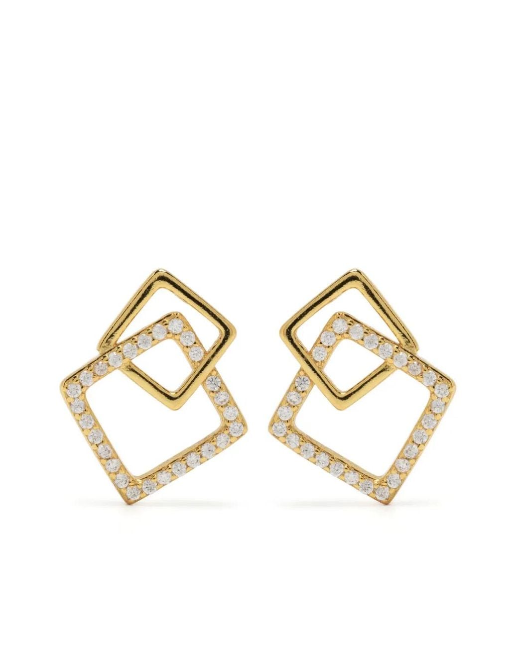 Hzmer Jewelry Metallic Geometric-Shape Rhinestone-Embellished Earrings