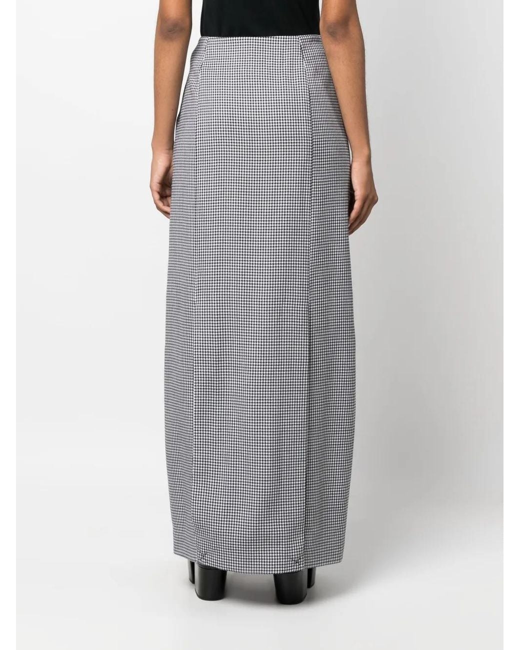 Thom Browne Gray Houndstooth-Pattern Wool Maxi Skirt