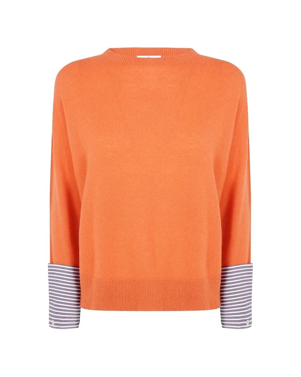 Whyci Orange Striped-Cuff Sweater
