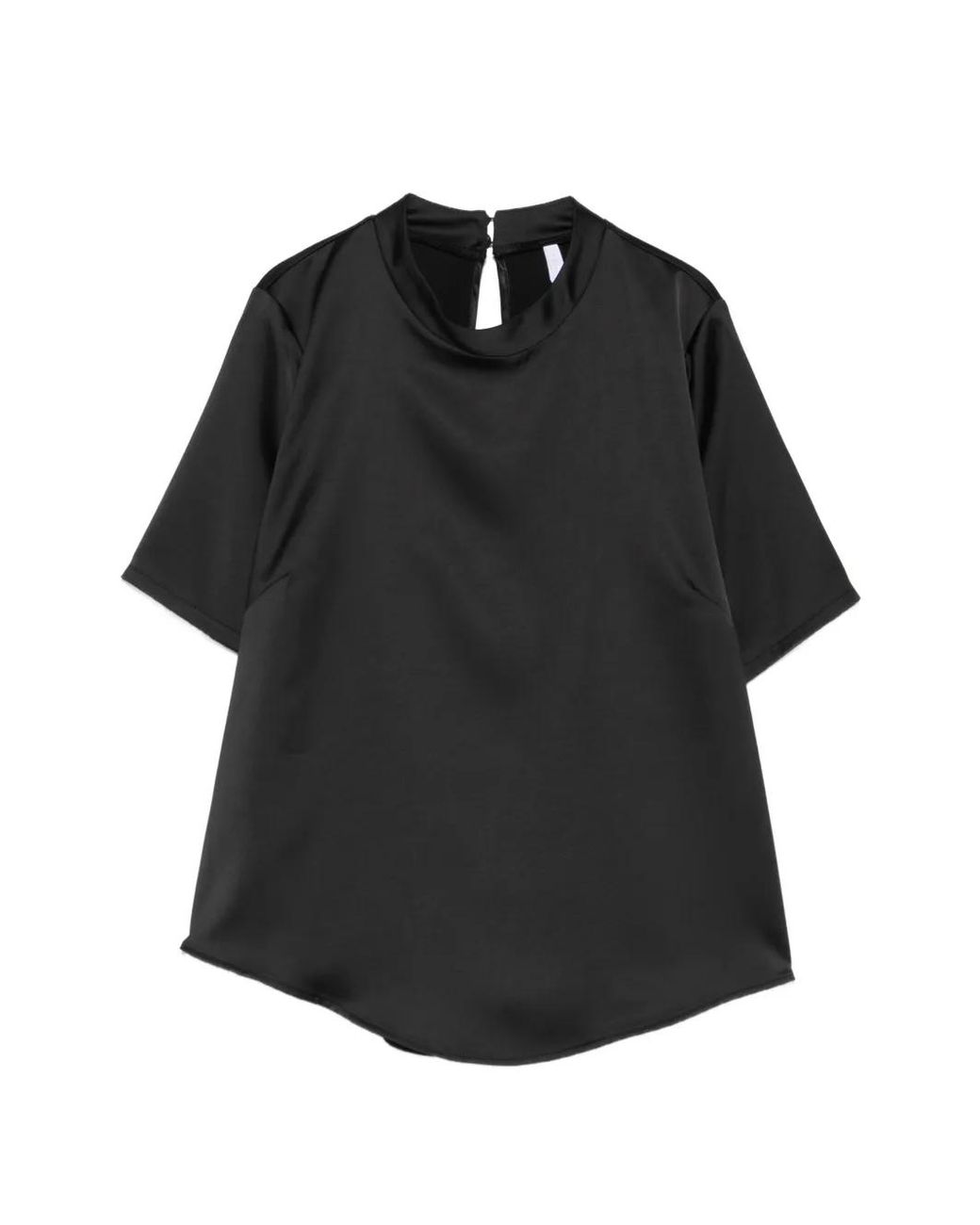 Imperial Black Satin-Finish Short-Sleeve Blouse