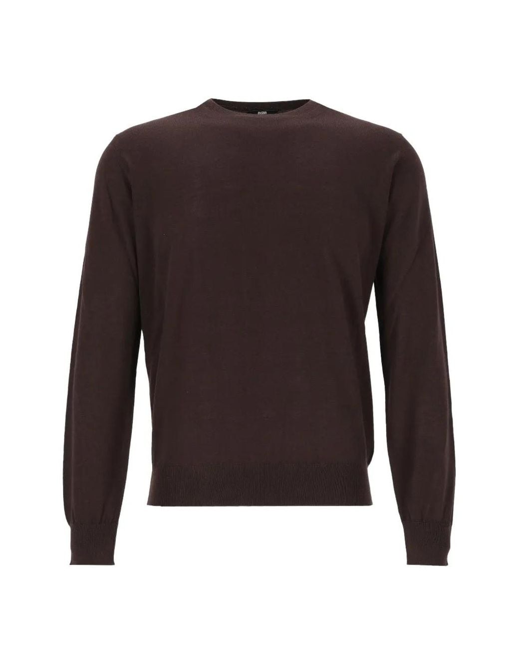 Alpha Studio Brown Crew-Neck Long-Sleeve Sweater for men