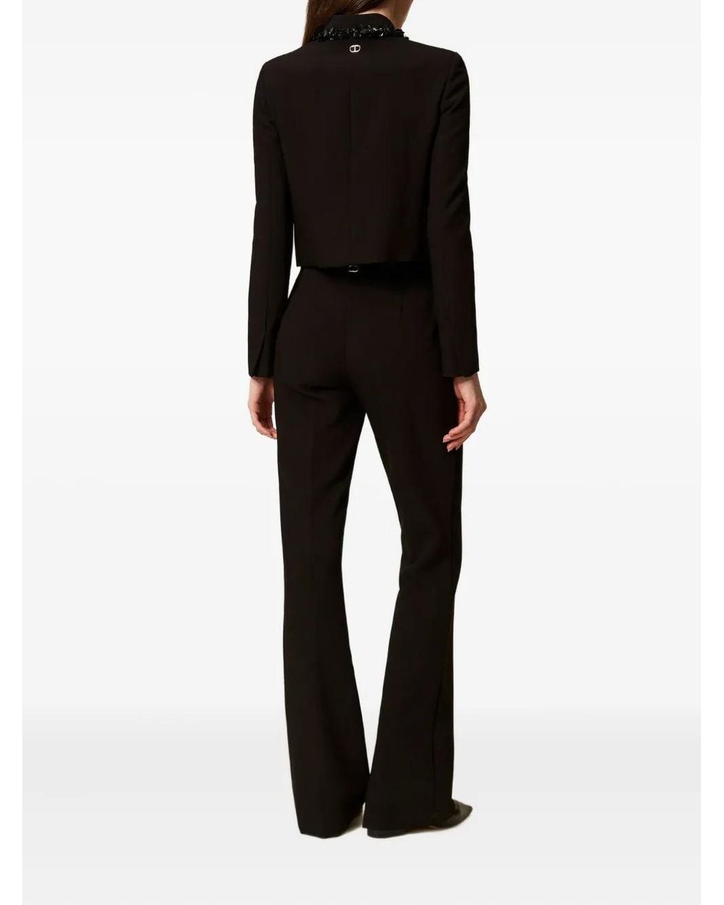 Twinset Black Flared Side-Pocket Trousers