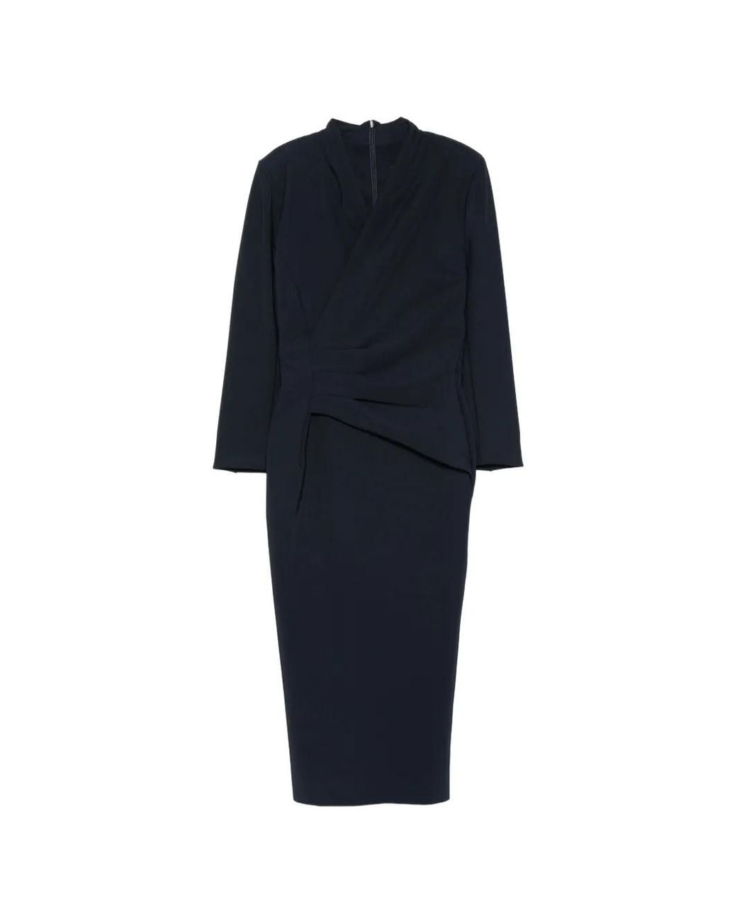 La Petite Robe Di Chiara Boni Blue Ruched Long-Sleeve Dress