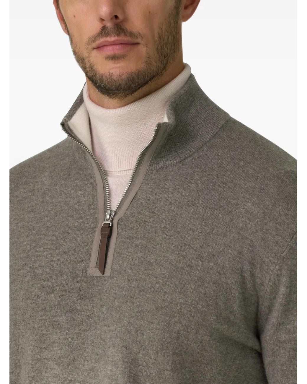 Boggi Gray Quarter-Zip Jumper for men