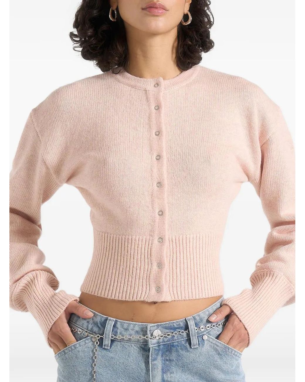 Manière De Voir Pink Knitted Cinch Waist Cardigan