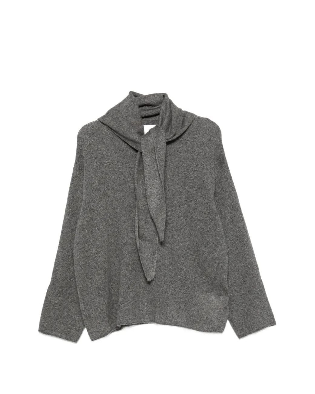 IVORY PARIS Gray Emily Scarf-Detail Sweater