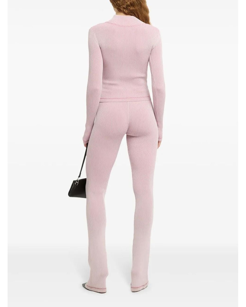 Gcds Pink Ribbed Knit Flared Trousers