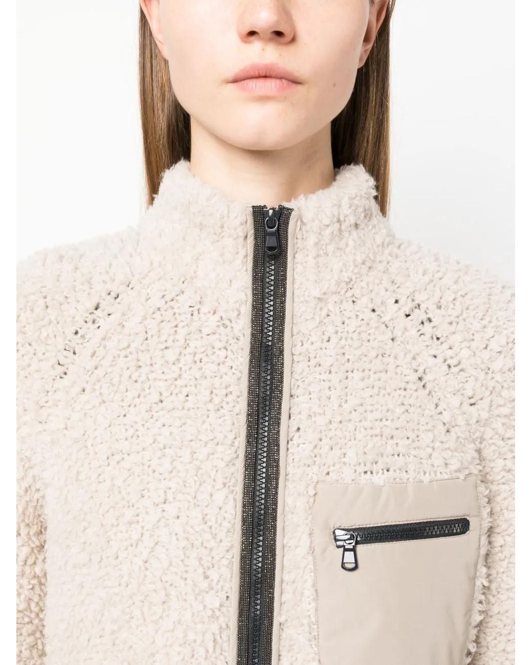 Brunello Cucinelli Natural Faux-Fur Effect Jacket